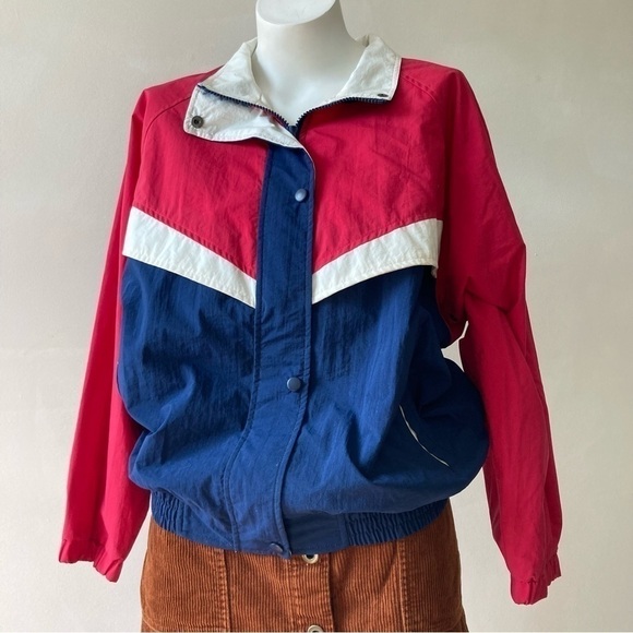 Tourney | Vintage Original Waterproof Red White Blue Windbreaker Golf Jacket - Picture 1 of 5